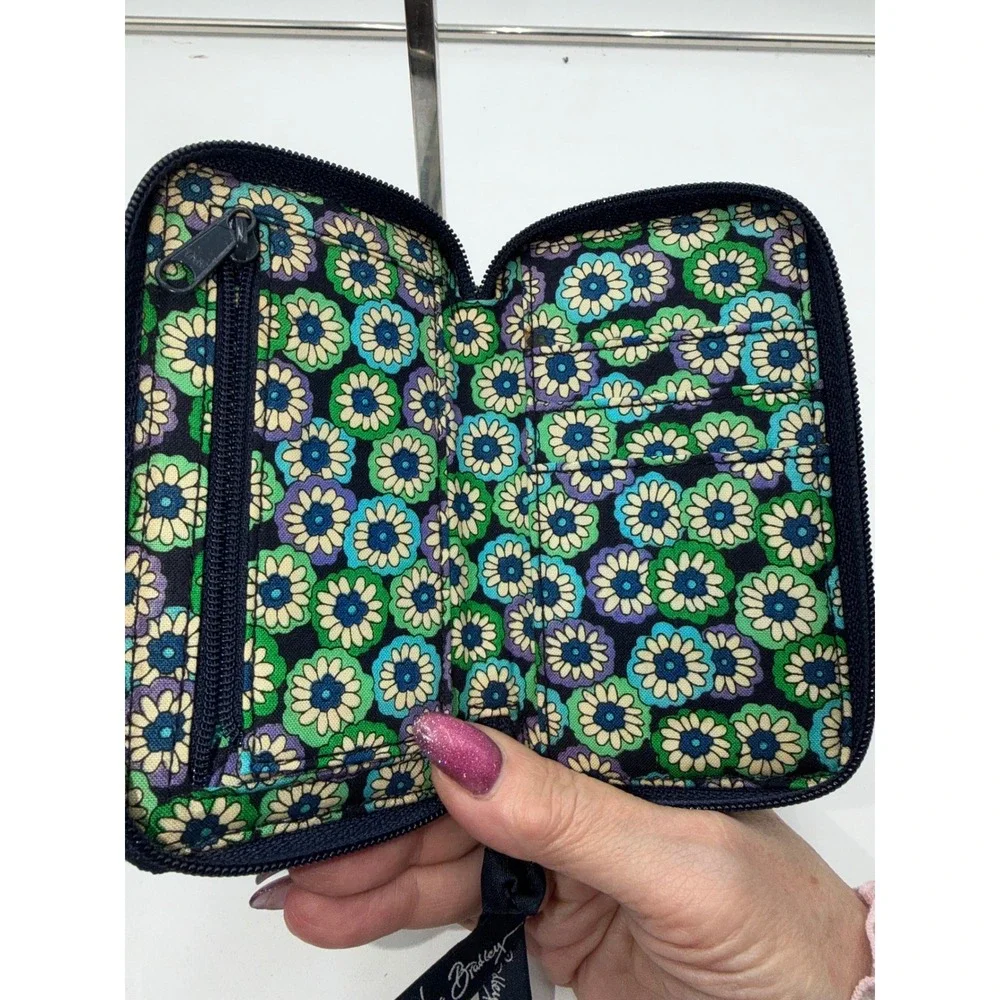 Vera Bradley RFID All In One Crossbody Wallet Blue Green Floral Paisley Wristlet